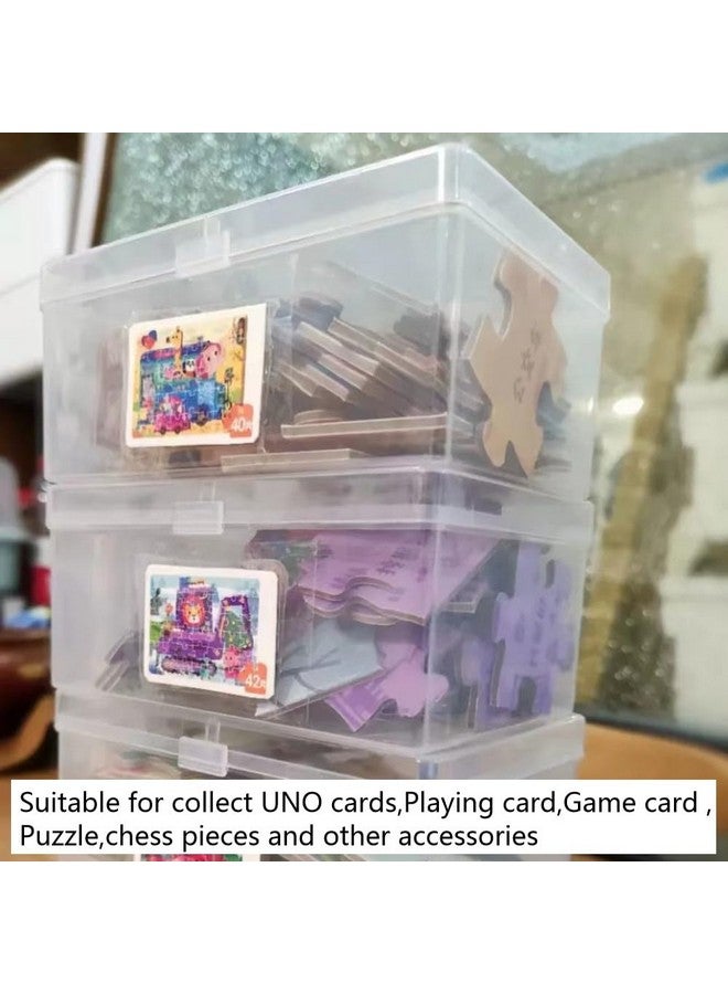 DKAOVH 3PCS Clear Plastic Playing Deck Card Storage Box,Plastic Card Boxes,Collectible Trading Card Cases, Card Case Holder,Plastic Storage Containers Box for Game Card,Puzzle, chess pieces - Image 3