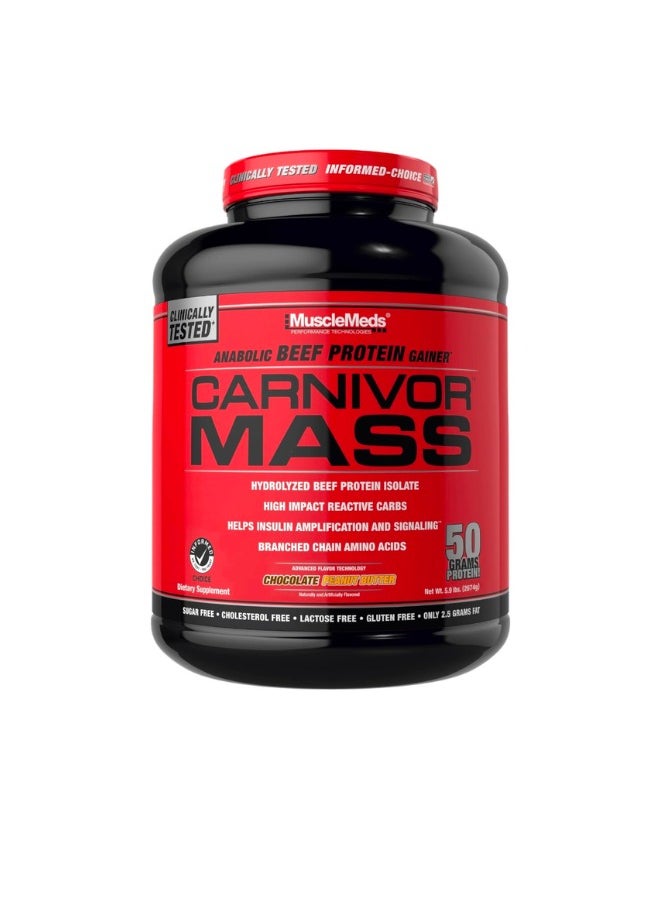 MUSCLEMEDS Carnivor Mass Anabolic Beef Protein Gainer Chocolate Peanut Butter Flavor 5.9 Lbs.  - Image 1