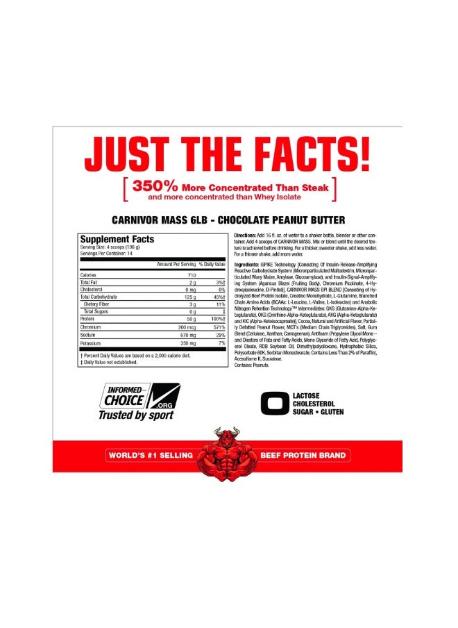 MUSCLEMEDS Carnivor Mass Anabolic Beef Protein Gainer Chocolate Peanut Butter Flavor 5.9 Lbs.  - Image 2