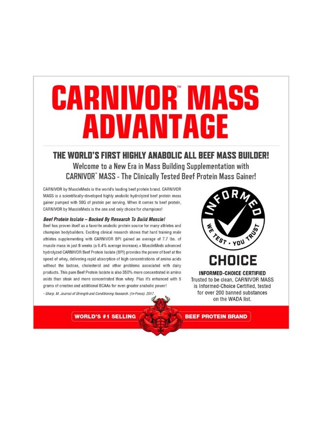 MUSCLEMEDS Carnivor Mass Anabolic Beef Protein Gainer Chocolate Peanut Butter Flavor 5.9 Lbs.  - Image 4