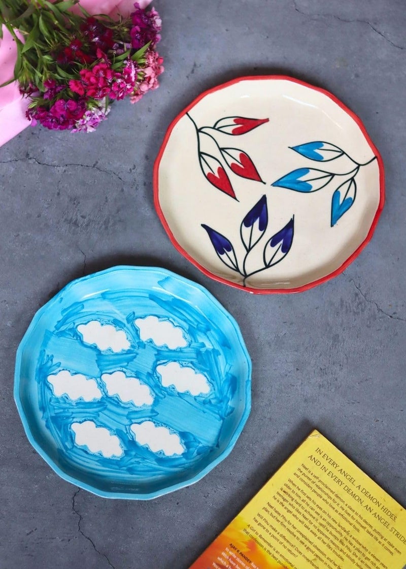 WEAVING HOMES Petals & Cloud Snack Plates Plates Perfect for Serving Sweets, Cookies, Dry Fruits, Mouth Freshener & Snacks - Image 1