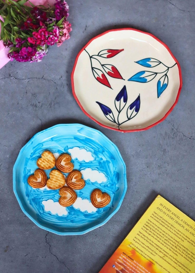 WEAVING HOMES Petals & Cloud Snack Plates Plates Perfect for Serving Sweets, Cookies, Dry Fruits, Mouth Freshener & Snacks - Image 2