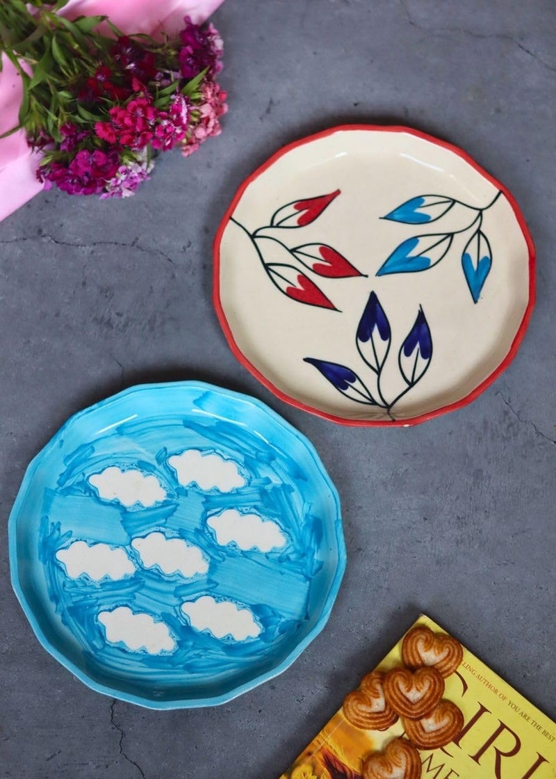WEAVING HOMES Petals & Cloud Snack Plates Plates Perfect for Serving Sweets, Cookies, Dry Fruits, Mouth Freshener & Snacks - Image 4