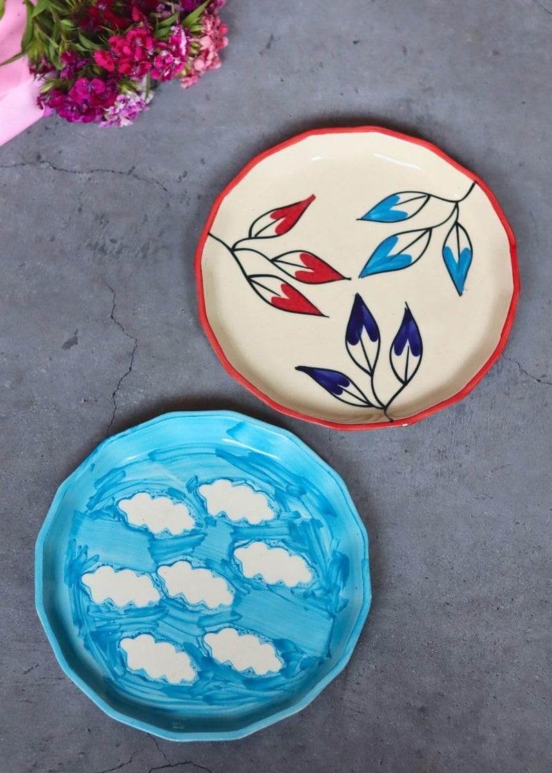 WEAVING HOMES Petals & Cloud Snack Plates Plates Perfect for Serving Sweets, Cookies, Dry Fruits, Mouth Freshener & Snacks - Image 3