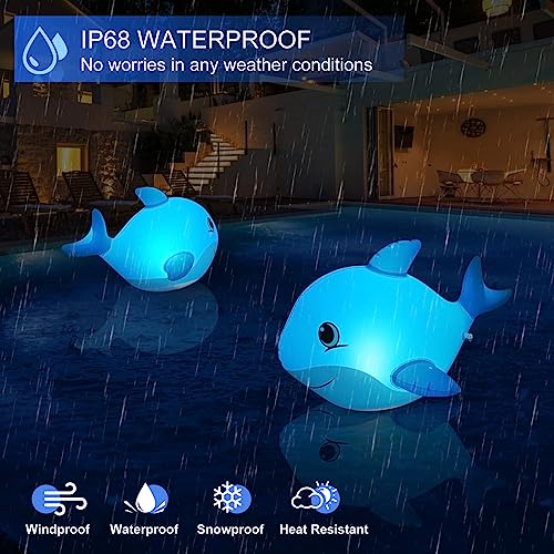 Goallim Solar Floating Pool Lights Dolphin, Glow in The Dark Solar Pool Lights That Float, IP68 Wateproof Inflatable Solar Floating Lights for Pool Pond Wedding Party Decorations - 2PC - Image 3