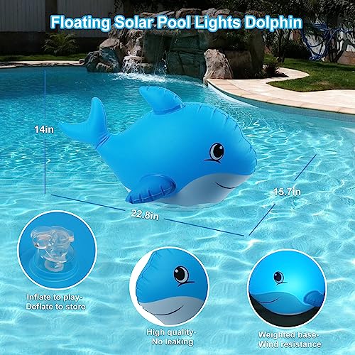 Goallim Solar Floating Pool Lights Dolphin, Glow in The Dark Solar Pool Lights That Float, IP68 Wateproof Inflatable Solar Floating Lights for Pool Pond Wedding Party Decorations - 2PC - Image 5