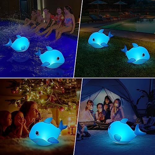 Goallim Solar Floating Pool Lights Dolphin, Glow in The Dark Solar Pool Lights That Float, IP68 Wateproof Inflatable Solar Floating Lights for Pool Pond Wedding Party Decorations - 2PC - Image 4