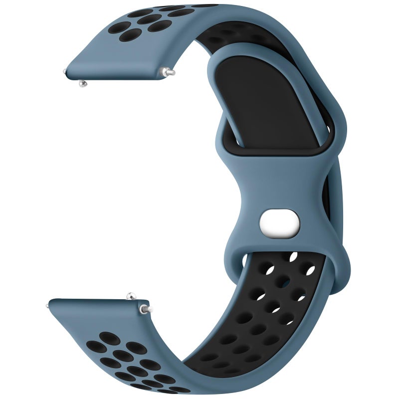 Meliya 20mm 22mm Watch Bands Quick Release Replacement Wristband, Soft Silicone Bands Breathable Sport Replacement Straps for Men Women (22mm, Blue Gray-Black) - Image 1