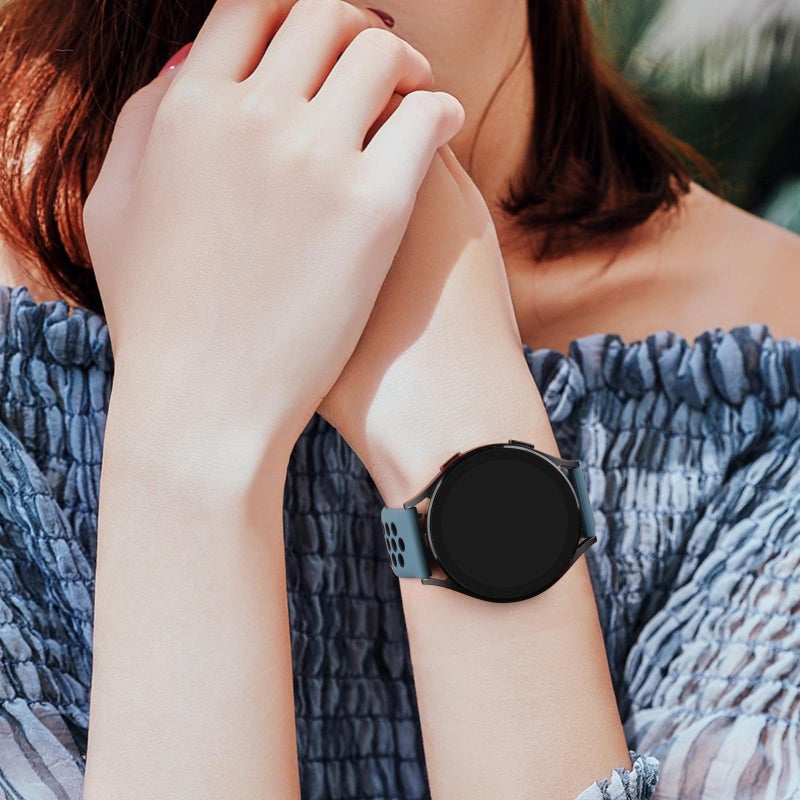 Meliya 20mm 22mm Watch Bands Quick Release Replacement Wristband, Soft Silicone Bands Breathable Sport Replacement Straps for Men Women (22mm, Blue Gray-Black) - Image 5