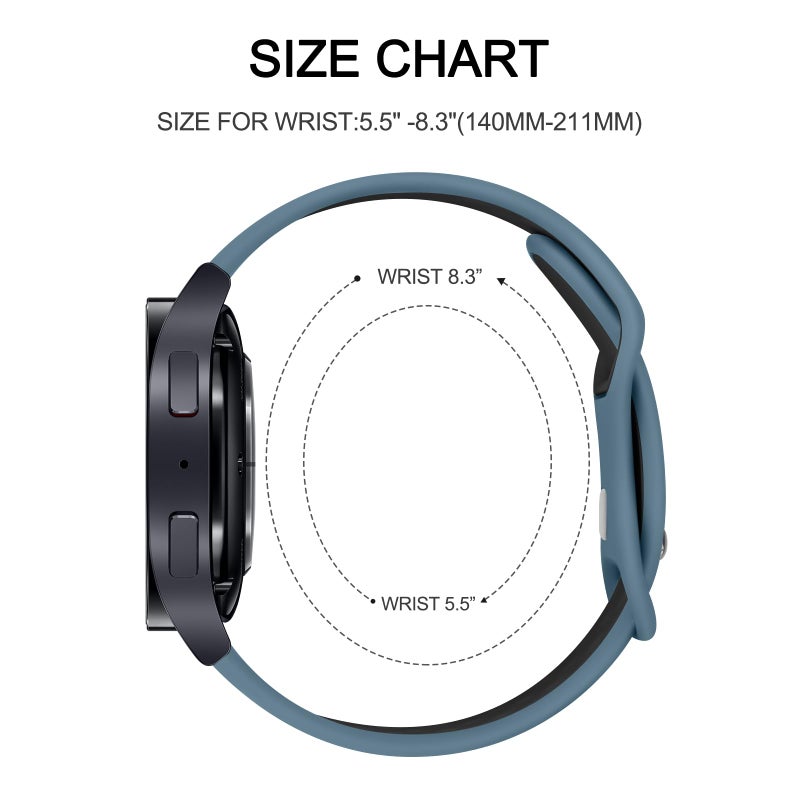 Meliya 20mm 22mm Watch Bands Quick Release Replacement Wristband, Soft Silicone Bands Breathable Sport Replacement Straps for Men Women (22mm, Blue Gray-Black) - Image 4