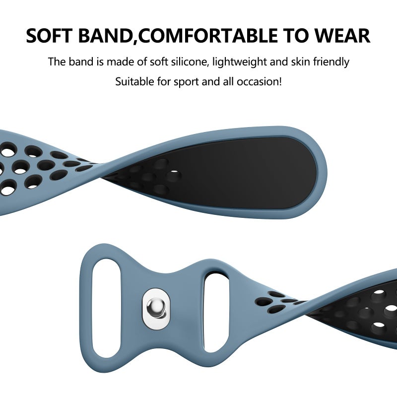 Meliya 20mm 22mm Watch Bands Quick Release Replacement Wristband, Soft Silicone Bands Breathable Sport Replacement Straps for Men Women (22mm, Blue Gray-Black) - Image 3