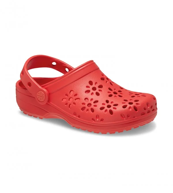 crocs Kids Classic Floral Cut Out Clog