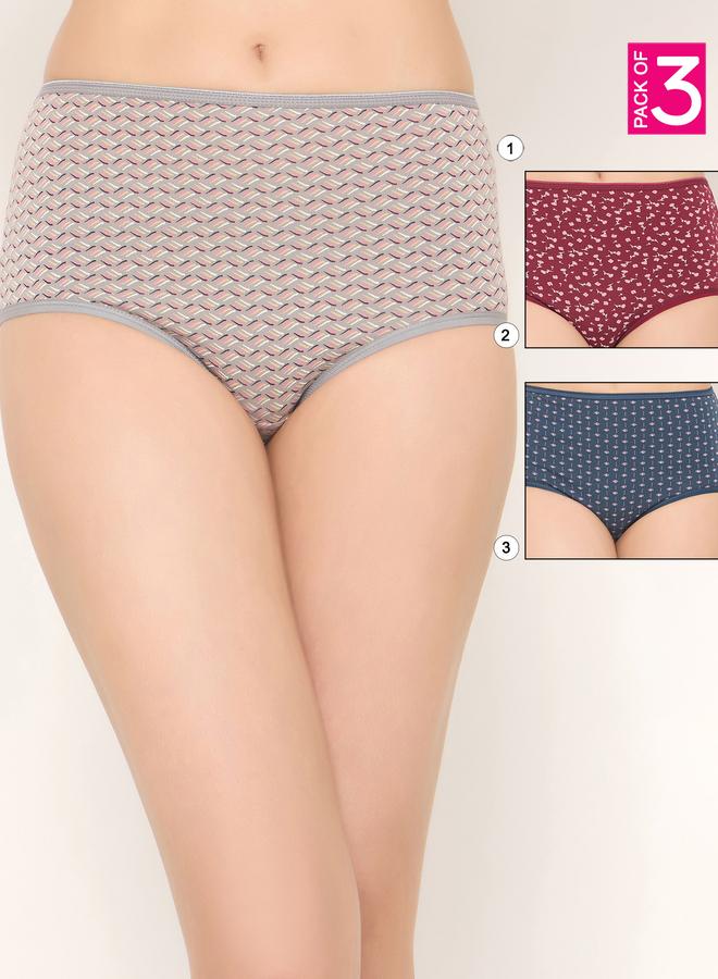 Clovia Pack of 3 - High Rise Printed Hipster Briefs - Image 1