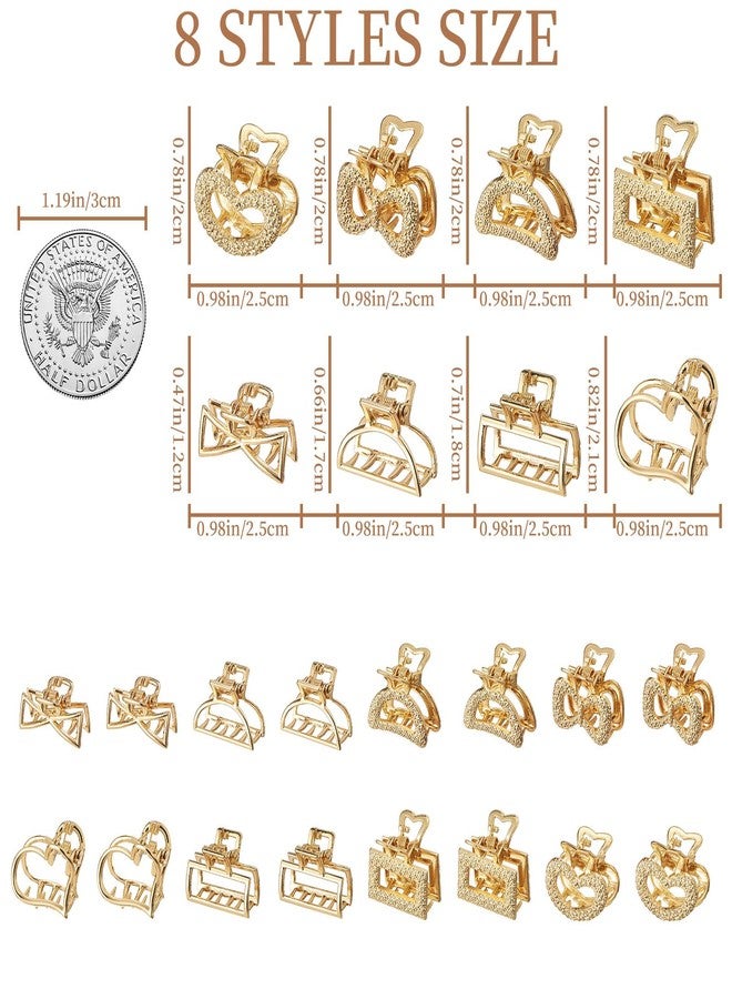 QIUTIMIY Small Hair Clips for Women 16PCS 0.98" Gold Metal Mini Claw Clips for Women Non Slip Bangs Pins for Thin/Thick Hair(16PCS-Style 9) - Image 2