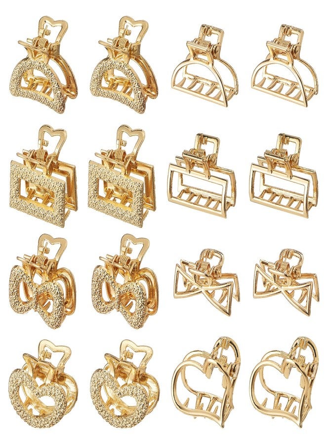 QIUTIMIY Small Hair Clips for Women 16PCS 0.98" Gold Metal Mini Claw Clips for Women Non Slip Bangs Pins for Thin/Thick Hair(16PCS-Style 9) - Image 1