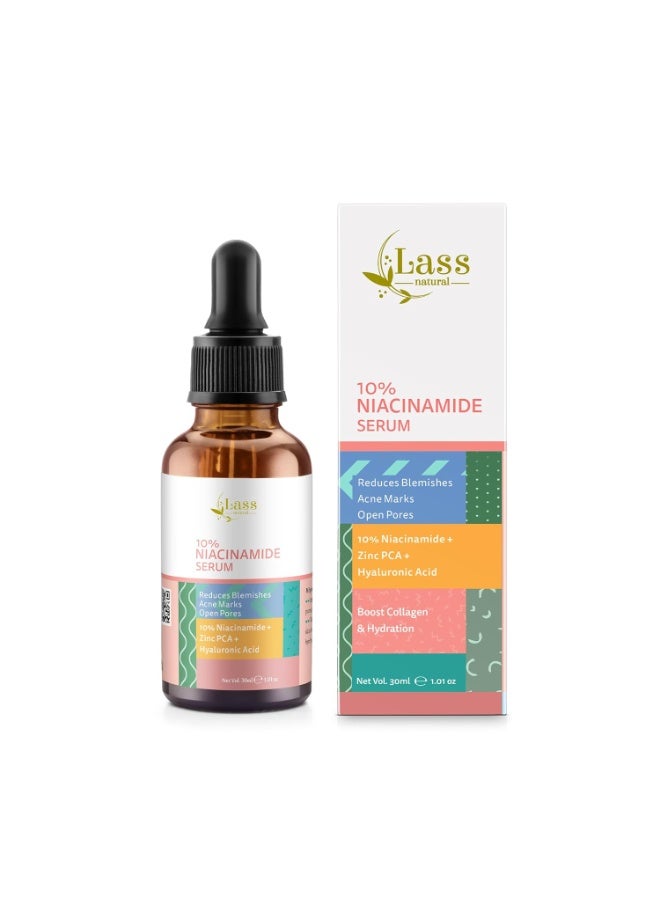 Lass Natural 10% NIACINAMIDE + Zinc PCA + HA | Nourishing Skincare Solution for Radiant Skin |Vitamin B3 | Face serum for open pores | For oily skin Spot correction - 30ml - Image 1
