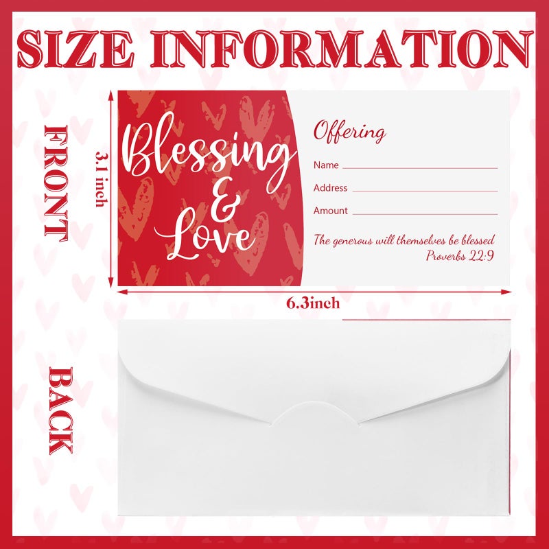 Weekgrat 200 Pcs Church Offering Envelopes Tithe and Offering Envelopes for Church Blessings and Love Cash Envelope Bill Size for Tithes Checks and Donations - Image 3