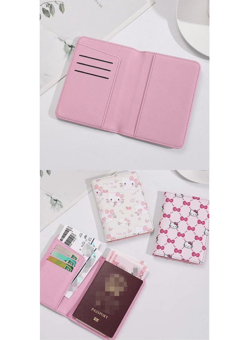 White Kitten Passport Holder Wallet Passport Holder, Multifunctional Girls Card Holder Pu Leather Travel Document Holder, Travel Accessories - Image 3