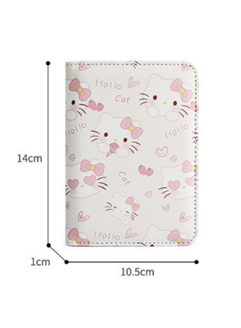 White Kitten Passport Holder Wallet Passport Holder, Multifunctional Girls Card Holder Pu Leather Travel Document Holder, Travel Accessories - Image 2