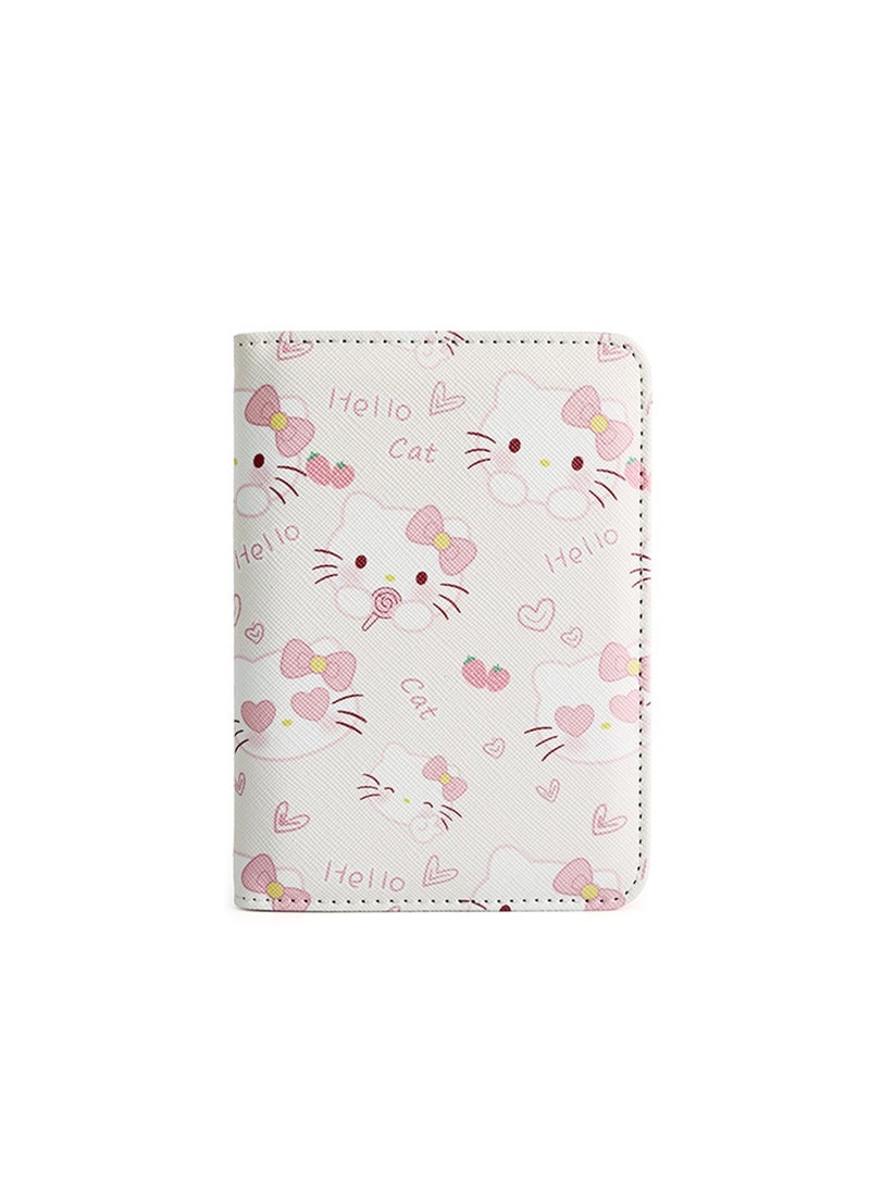 White Kitten Passport Holder Wallet Passport Holder, Multifunctional Girls Card Holder Pu Leather Travel Document Holder, Travel Accessories - Image 1