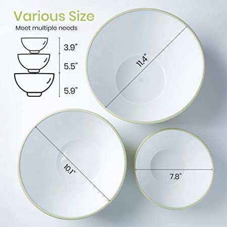 LOMESH 3 Pieces Mixing Bowl with Lids Plastic BPAFree Prep Serve Bowl Set Nesting Storage Food Container Dishwasher Freezer Safe - Image 2