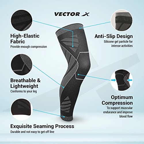 Vector X Long Knee Sleeve with Anti Slip (Small), Multicolor (L) - Image 2