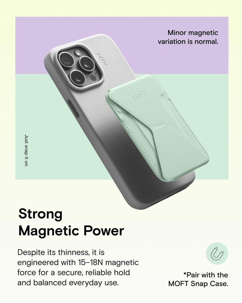 MOFT Magnetic Wallet Stand Compatible with iPhone 17/16/15/14/13/12 Series, Angle Adjustment & Magsafe Compatible MOVAS Phone Stand,Peppermint - Image 4