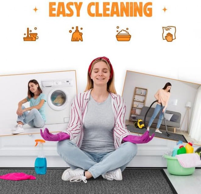 FB FunkyBuys سجادة باب FB FunkyBuys قابلة للغسل للداخل والخارج - سجاد بابي داخلي متين غير قابل للانزلاق - سجادة باب مطاطية عالية الامتصاص - مثالية للمطبخ والمنزل ومدخل الفندق (رمادي، 60x120 سم) - Image 5
