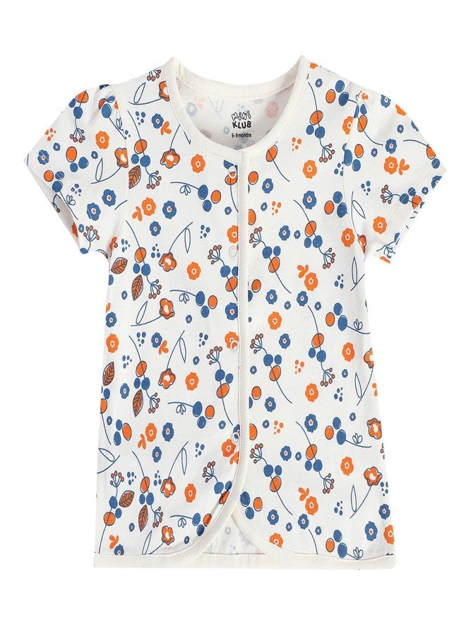 miniklub Baby Short Sleeve Round Neck Multi Color Cotton Printed Front Open Vest Pack Of 3 (Nb) - Image 5