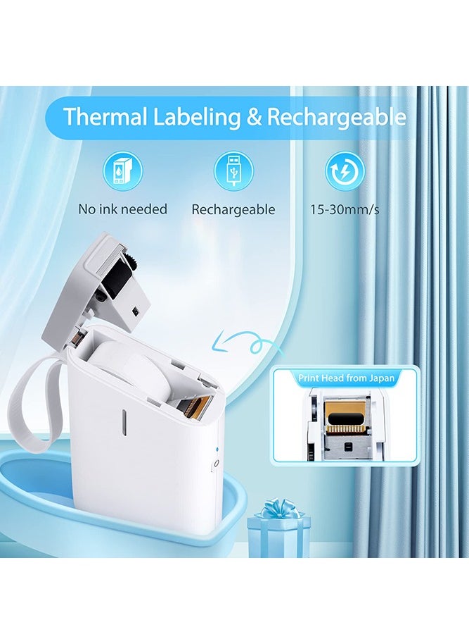 NIIMBOT - D11 Label Maker Machine Portable Bluetooth Sticker Label Printer with 1 Roll 12*40mm White Tape, USB Rechargeable, Inkless Thermal Label Maker with 10-15mm Print Width, Ideal for Office Home Organization and Small Business Supplies, White - Image 1
