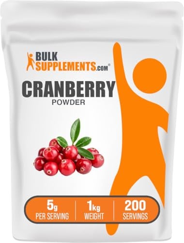 BulkSupplementscom Cranberry Powder Cranberry Supplements for Women Men Air Dried Cranberries Unsweetened Gluten Free 5g per Serving 1kg 22 lbs Pack of 1