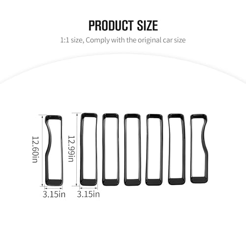 JeCar مجموعة إدخالات شبكة أمامية وغطاء مصابيح أمامية من JeCar متوافقة مع جيب رانجلر 2018-2023 JL وUnlimited، باللون الأسود - Image 4
