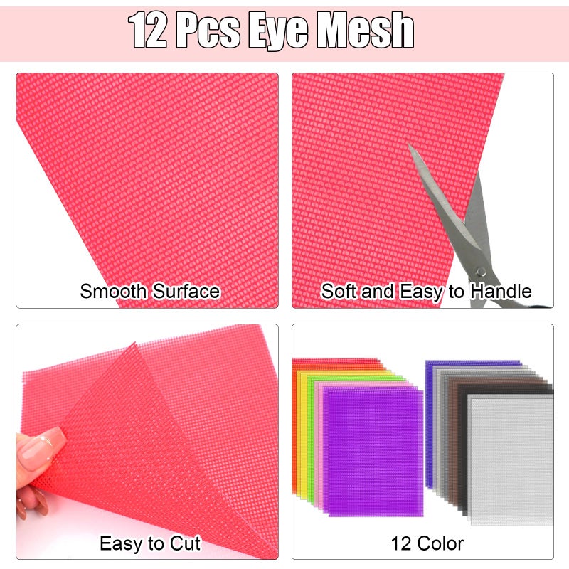 YSSPPOY 12 Pack Eye Mesh, 12 Color Eye Mesh for Therian Mask, 7.87 x 5.91 Inch DIY Therian Mask Kit for Furries Cosplay, Props, Fursuits, Craft Making - Image 3