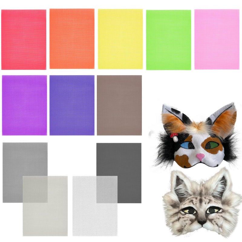 YSSPPOY 12 Pack Eye Mesh, 12 Color Eye Mesh for Therian Mask, 7.87 x 5.91 Inch DIY Therian Mask Kit for Furries Cosplay, Props, Fursuits, Craft Making - Image 1
