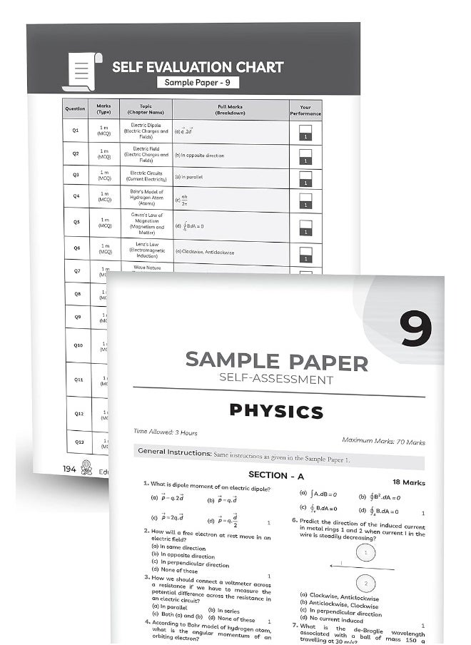 Educart CBSE Class 12 PHYSICS Sample Paper 2023 (Complete Syllabus with Exclusive Topper Answers and Marks breakdown for 2022-23 Board Exams)