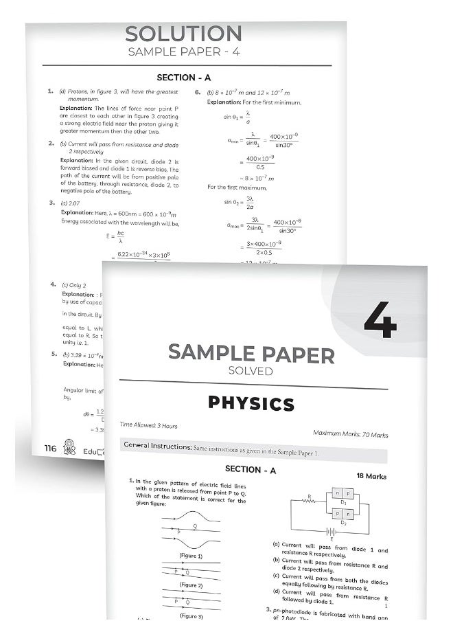 Educart CBSE Class 12 PHYSICS Sample Paper 2023 (Complete Syllabus with Exclusive Topper Answers and Marks breakdown for 2022-23 Board Exams)