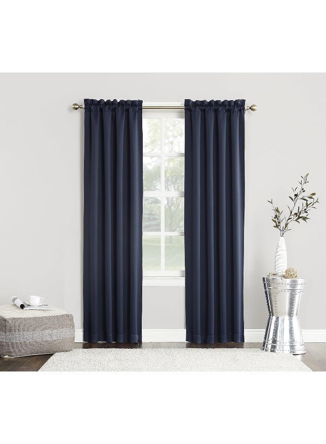 Sun Zero Easton Energy Saving Blackout Rod Pocket Curtain Panel 40 x 63 Navy Blue - Image 5