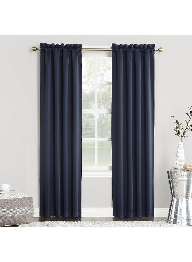 Sun Zero Easton Energy Saving Blackout Rod Pocket Curtain Panel 40 x 63 Navy Blue - Image 4