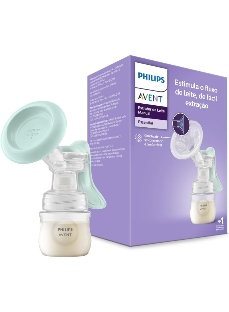 Philips Avent Essential Manual Breast Pump SCF417/11 with Silicone Massage Cushion, BPA Free - Image 1