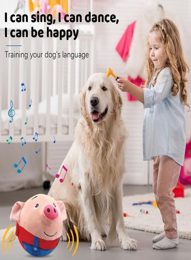 Interactive Dog Toys, Jumping Squeaky Dog Toys with Recording and Music Modes, Dog Toys to Keep Them Busy, Dog Birthday Plush Dog Toy, Rechargeable Interactive Dog Ball, Pet Toys for Dogs (Blue Pig) - Image 3