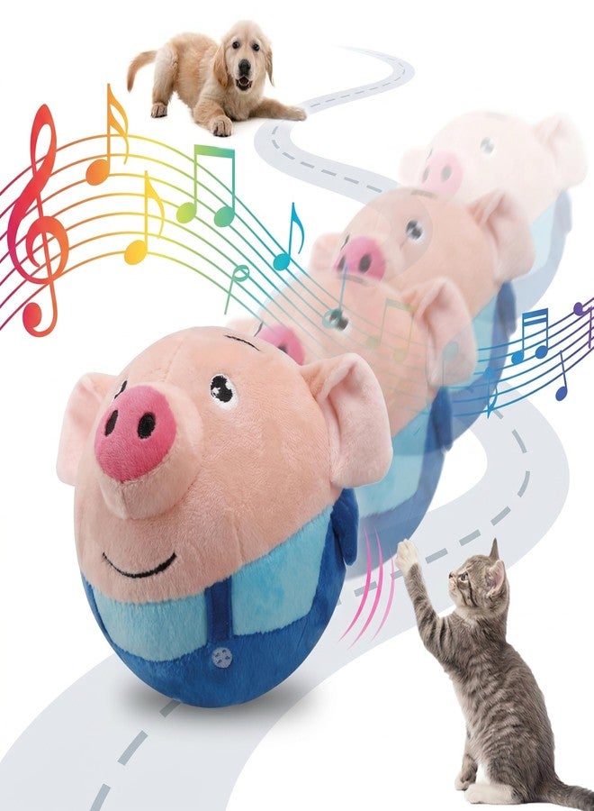 Interactive Dog Toys, Jumping Squeaky Dog Toys with Recording and Music Modes, Dog Toys to Keep Them Busy, Dog Birthday Plush Dog Toy, Rechargeable Interactive Dog Ball, Pet Toys for Dogs (Blue Pig) - Image 1