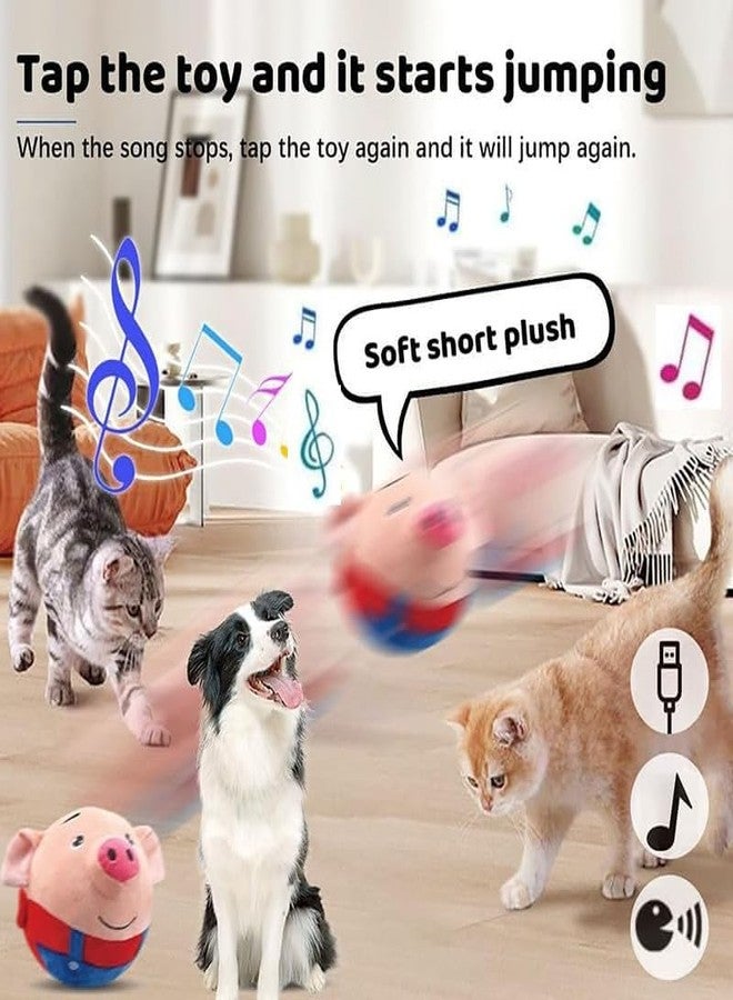 Interactive Dog Toys, Jumping Squeaky Dog Toys with Recording and Music Modes, Dog Toys to Keep Them Busy, Dog Birthday Plush Dog Toy, Rechargeable Interactive Dog Ball, Pet Toys for Dogs (Blue Pig) - Image 4