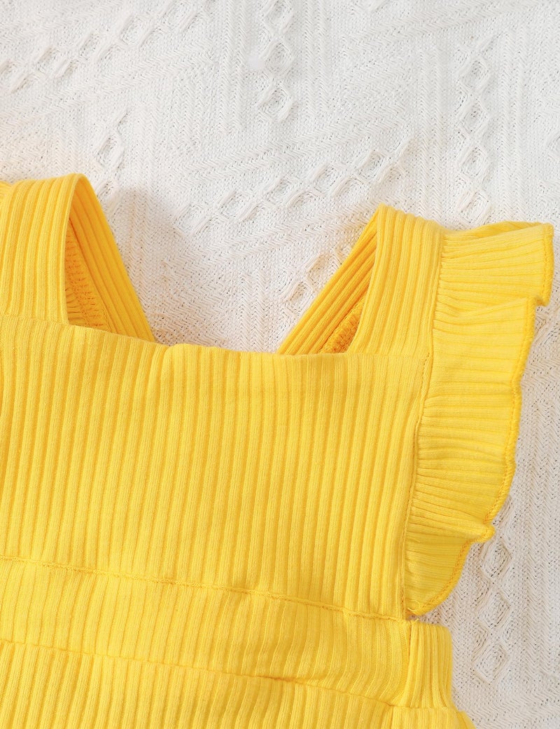 Fullfamous Infant Baby Girl Clothes Outfits Romper Spring Summer Clothing Onesie Bodysuit Jumpsuit ropa de bebe niÃ±a Yellow 0-3 Months - Image 4