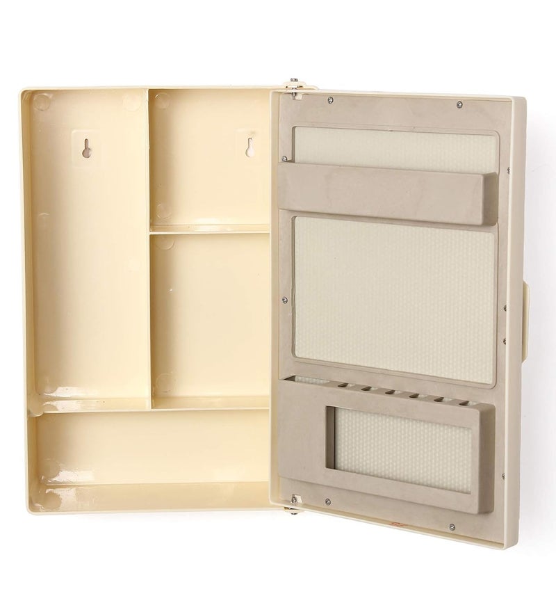 Generic Bathroom Storage Cabinet with Mirror Ivory Colour 12 inches Width 16 inches Height 4 inches deep  - Image 2