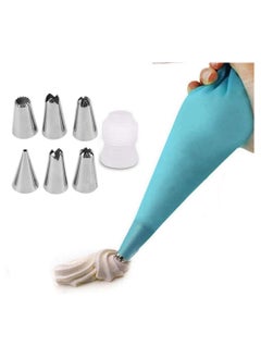 Generic Silicone Pastry Piping Bag Set with 6 Pcs Stainless Steel Tips, Reusable Cake Decorating Tool - Icing Nozzles & Cream Bag Kit for Frosting & Dessert Decoration  - Image 1