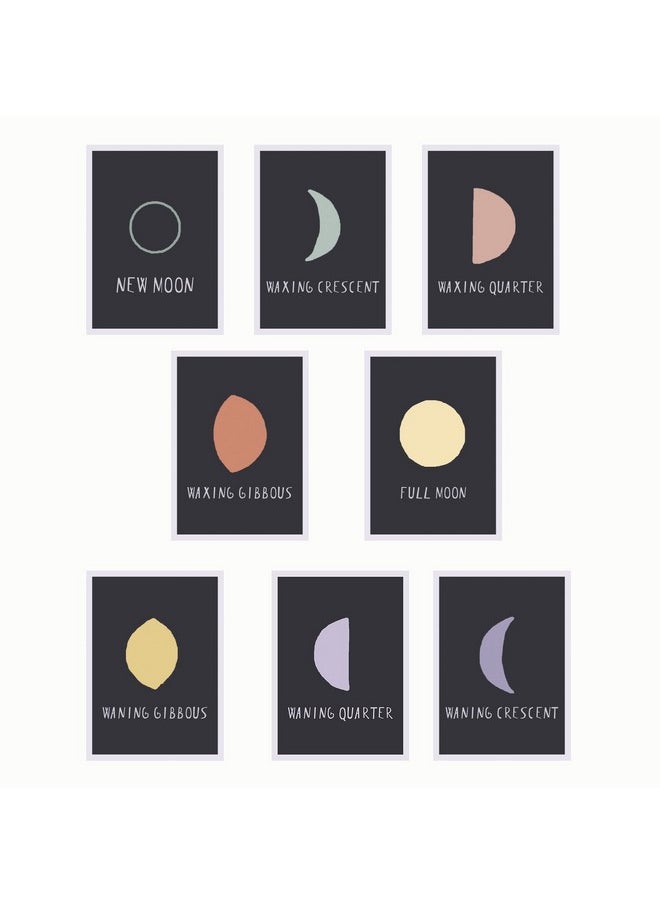 Children Inspire Design - Moon Phases Mini Collection Wall Card Prints 5X7 Prints (Set Of 8) Kid'S Decor Nursery Decor Minimalist Design Children Wall Cards - Image 1