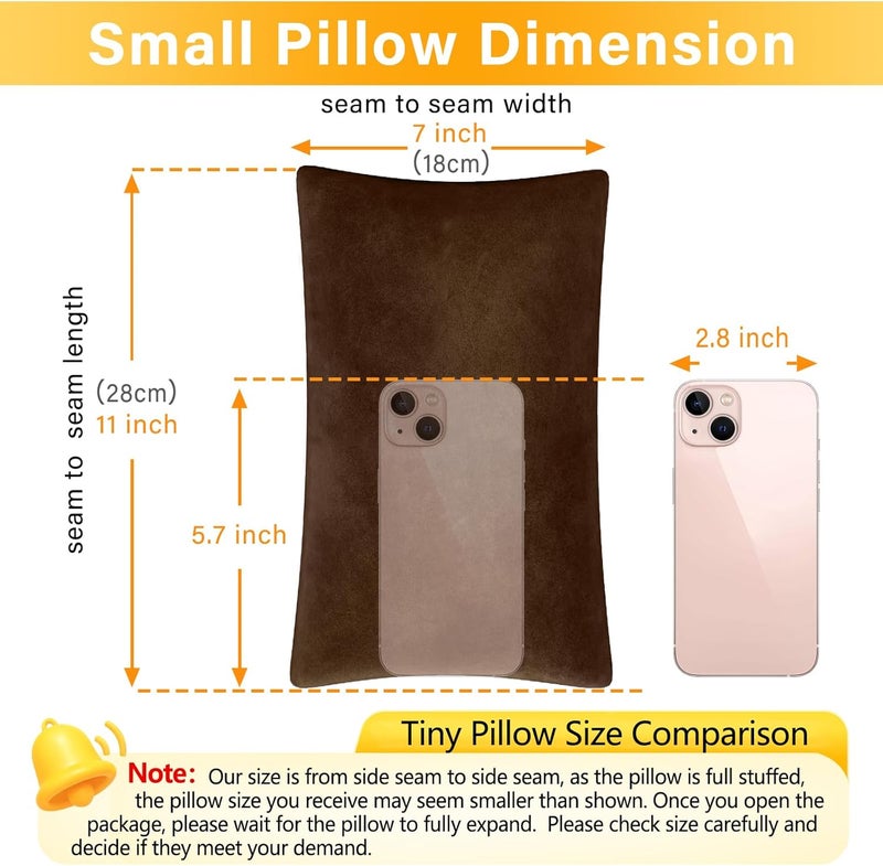 2 Pack Small Pillow, Memory Foam Mini Pillow 11 X 7 Inches for Travel, Sleeping, Nap and Neck, Knee, Lumbar Support, Tiny Cushion for Pet, Dogs, Brown, 11x7 inch - Image 3