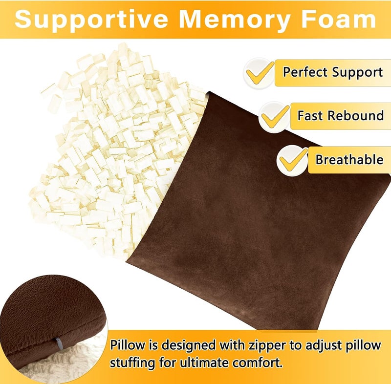2 Pack Small Pillow, Memory Foam Mini Pillow 11 X 7 Inches for Travel, Sleeping, Nap and Neck, Knee, Lumbar Support, Tiny Cushion for Pet, Dogs, Brown, 11x7 inch - Image 2