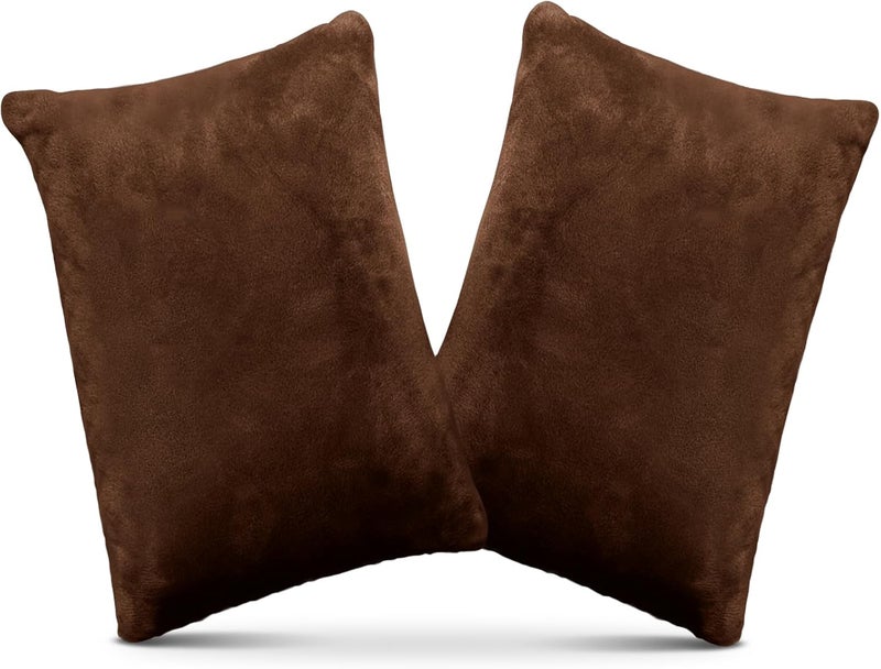 2 Pack Small Pillow, Memory Foam Mini Pillow 11 X 7 Inches for Travel, Sleeping, Nap and Neck, Knee, Lumbar Support, Tiny Cushion for Pet, Dogs, Brown, 11x7 inch - Image 1