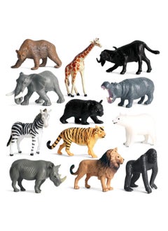 KASTWAVE Animal Figures, Mini Model Set Realistic Wildlife Figure, Children's Science and Education Toy, Zoo Animal Learning Resource for Birthday Cake Decoration, Gifts (12pcs)  - Image 1